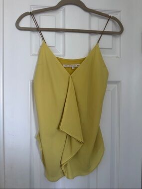 RACHEL Rachel Roy Lemon Yellow Draped Silk-Effect Cami